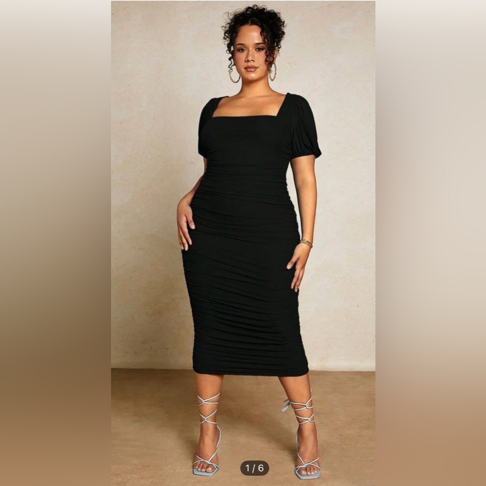 Elegant Black Ruched Dress